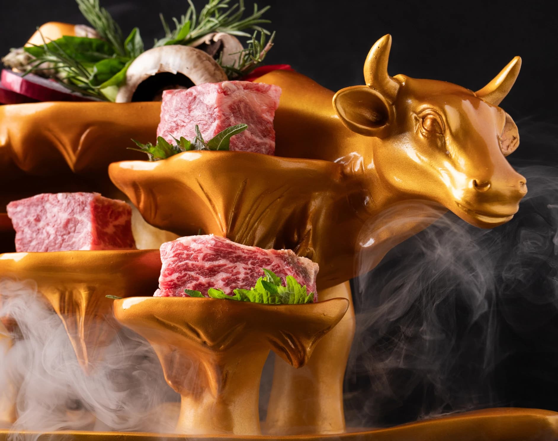 Kiru Korean steakhouse interior with grill tables at St George's Bay, Malta, gallery photo 3